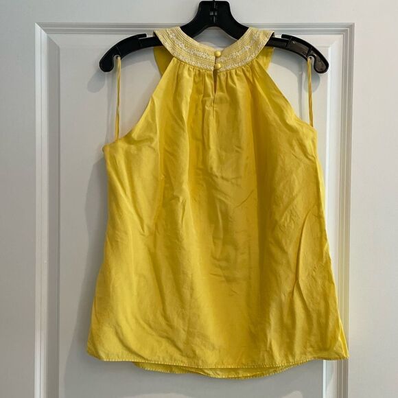 EUC TIBI Yellow Silk Halter Top Embroidered Sz. 8 - Picture 6 of 7